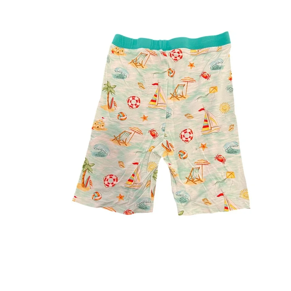Little‎ Frugals Bamboo Pajamas Set 7/8 Beach Sailboat Print Short Sleeve Teal